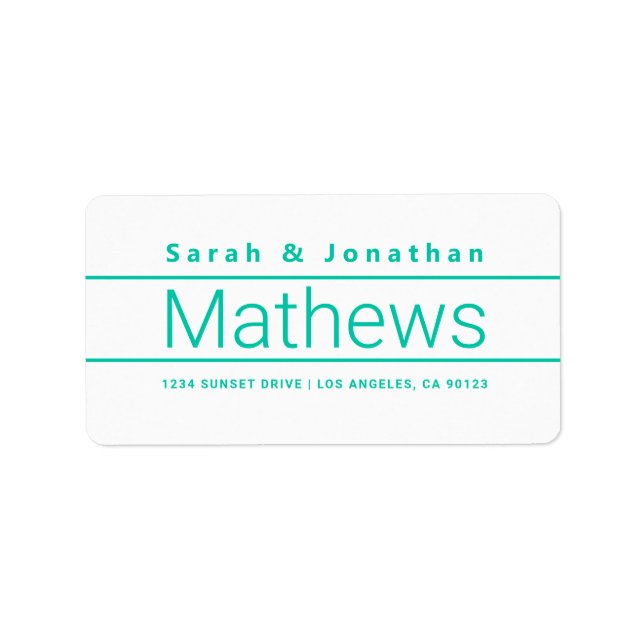 Modern Bold White & Aqua Green Label (Front)