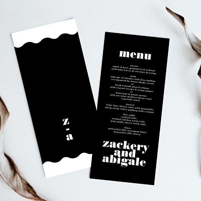 Modern Bold White Black Wedding Decor Menu (Creator Uploaded)