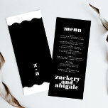 Modern Bold White Black Wedding Decor Menu<br><div class="desc">This design is part of a collection - please contact me if you need any additional stationery This modern design is minimalist, yet playful, with perfect placement of black and white text, resulting in a tidy and clean look. This design is customisable to other colours and is part of a...</div>