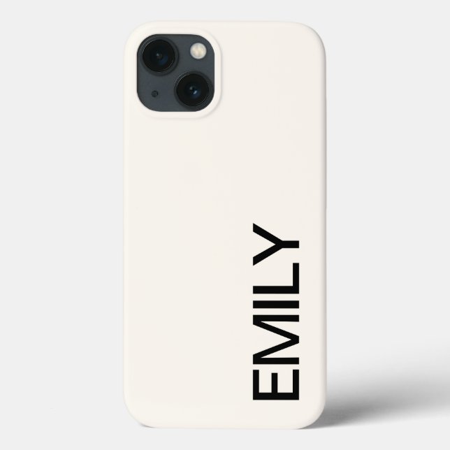 Modern Bold White Personalised iPhone 13 Case (Back)