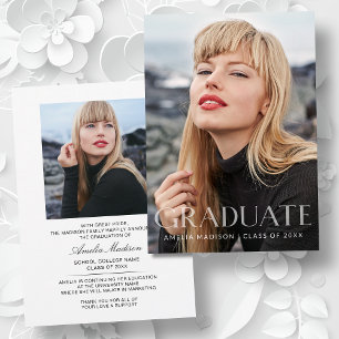 Modern Bold White Transparent Text Grad 2 Photo Announcement