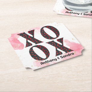 Modern Bold XOXO Happy Valentines Day Paper Coaster
