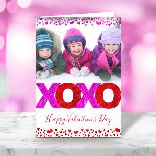Modern Bold XOXO Valentine’s Day Hearts Photo  Holiday Card