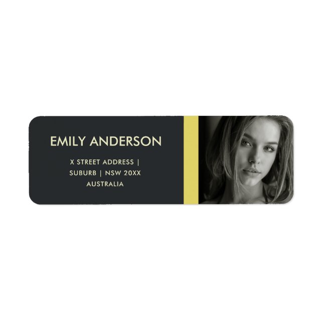 MODERN BOLD YELLOW BLACK PERSONAL PHOTO ADDRESS (Front)