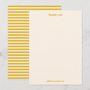 Modern Bold Yellow Stripes Personalised Name Thank You Card