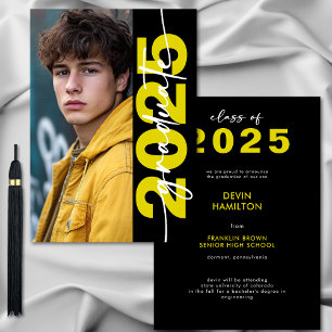 Modern Bold Yellow Typography Grad Announcement