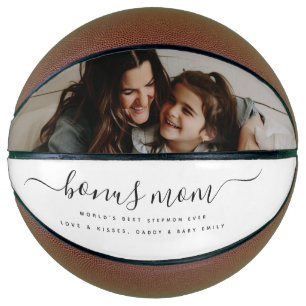 Modern Bonus Mum Calligraphy Photo Mothers Day Basketball