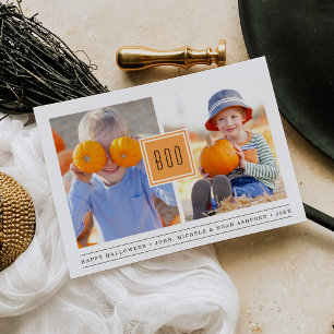 Modern Boo   Two Photo Halloween Card