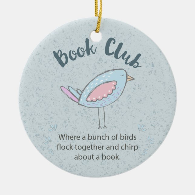 Modern Book Club Funny Bunch of Birds Ceramic Tree Decoration (Front)
