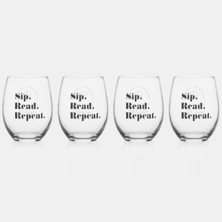 Modern Book Club Funny Custom Name Stemless Wine Glass