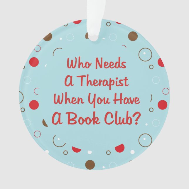 Modern Book Club Funny Polka Dot Holiday Ornament (Front)