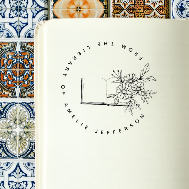 Modern Book Flowers Custom From The Library Of Self-inking Stamp (Creator Uploaded)
