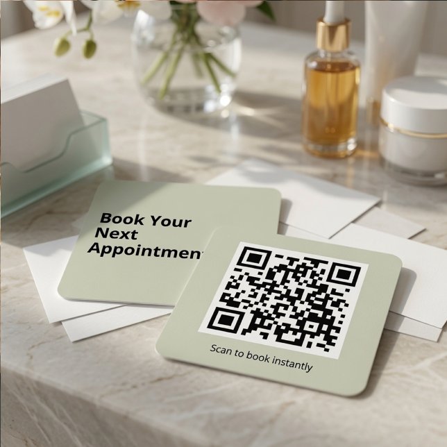 Modern Book Your Next Appointment QR Code  Square Business Card (Creator Uploaded)