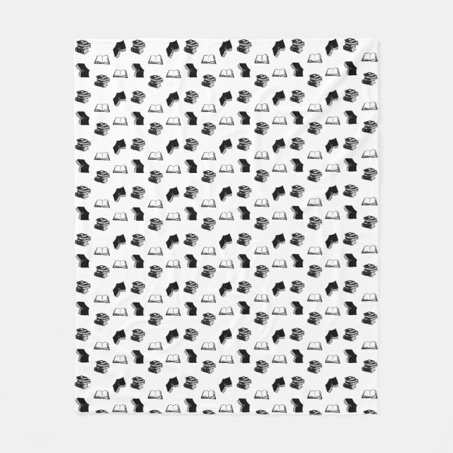 Modern Bookish Bibliophile Book Pattern Fleece Blanket (Front)