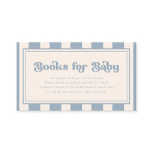 Modern "Books for Baby" Blue Stripes Baby Shower