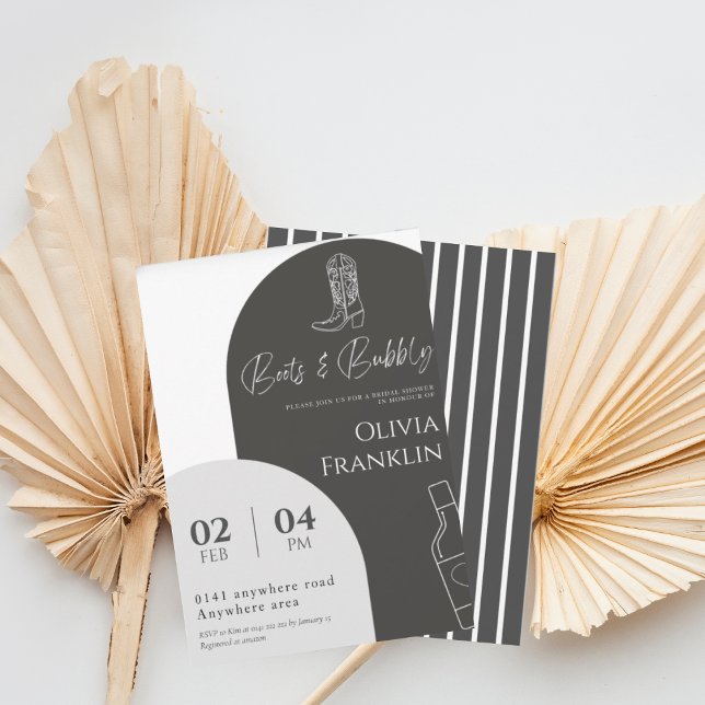 Modern boots and bubbly bridal shower  invitation (Creator Uploaded)