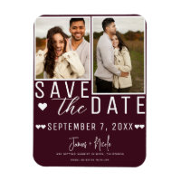 Modern Bordeaux Red Save the Date 2 Photo Wedding