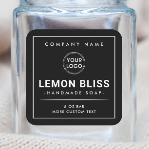 Modern border black add logo square product label