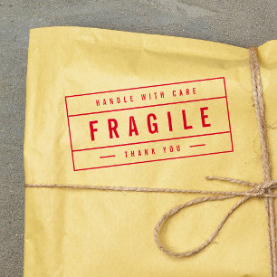 Modern Border Bold Handle With Care Thank Fragile Self-inking Stamp