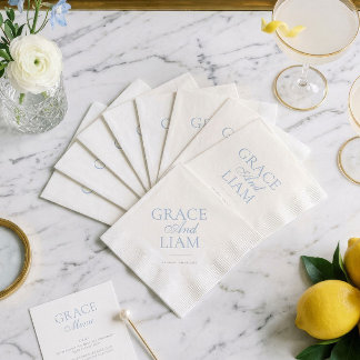 Modern Border Elegance Wedding Napkin