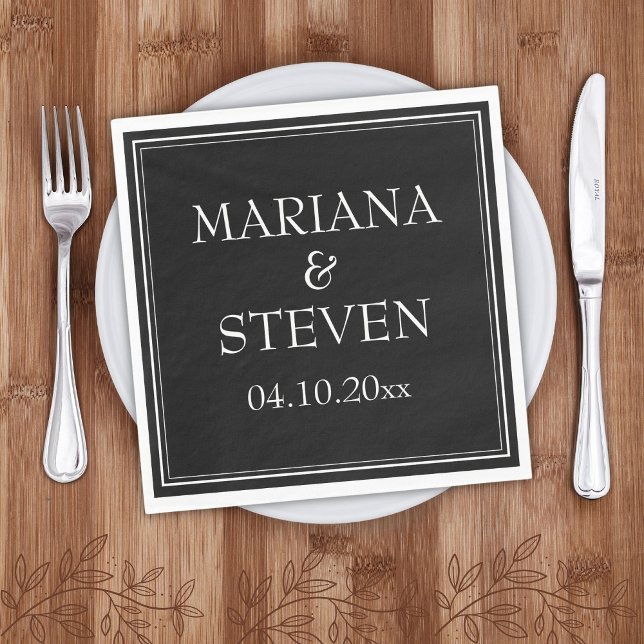 Modern Border Minimalist Black Napkin (Creator Uploaded)