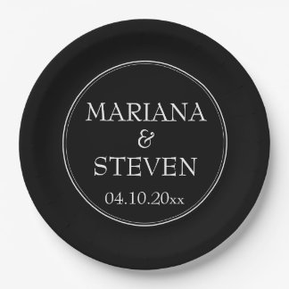 Modern Border Minimalist Black Paper Plate