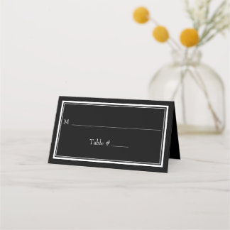 Modern Border Minimalist Black Wedding Place Card