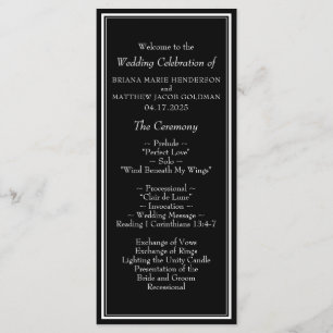 Modern Border Minimalist Black Wedding Program Programme