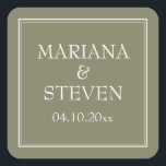Modern Border Minimalist Green Square Sticker<br><div class="desc">Modern wedding stickers for favours for your wedding reception,  rehearsal dinner and bridal shower in the border minimalist green theme,  barware.</div>