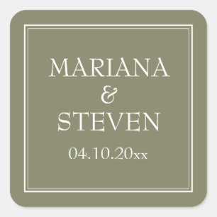 Modern Border Minimalist Green Square Sticker