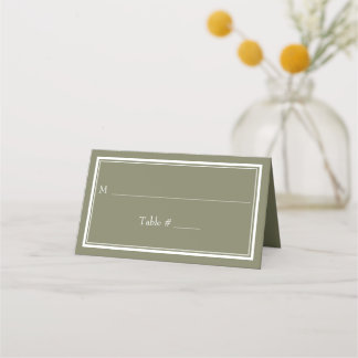 Modern Border Minimalist Green Wedding Place Card
