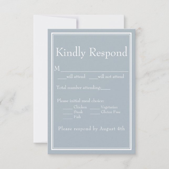 Modern Border Minimalist Light Grey Meal Choice RSVP Card (Front)