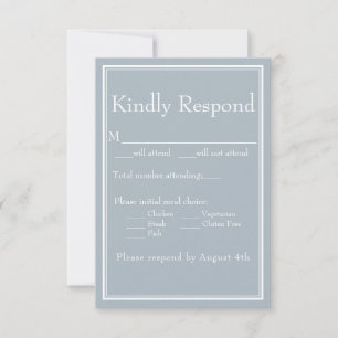 Modern Border Minimalist Light Grey Meal Choice RSVP Card