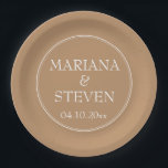 Modern Border Minimalist Tan Beige Paper Plate<br><div class="desc">Modern wedding paper plates for your wedding reception,  rehearsal dinner and bridal shower in the border minimalist Tan Beige theme.</div>
