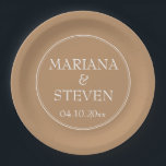 Modern Border Minimalist Tan Beige Paper Plate<br><div class="desc">Modern wedding paper plates for your wedding reception,  rehearsal dinner and bridal shower in the border minimalist Tan Beige theme.</div>