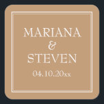Modern Border Minimalist Tan Beige Square Sticker<br><div class="desc">Modern wedding stickers for favours for your wedding reception,  rehearsal dinner and bridal shower in the border minimalist Tan Beige theme,  barware.</div>