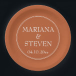 Modern Border Minimalist Terracotta Paper Plate<br><div class="desc">Modern wedding terracotta paper plates for your wedding reception,  rehearsal dinner and bridal shower in the border minimalist theme.</div>