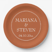 Modern Border Minimalist Terracotta Paper Plate