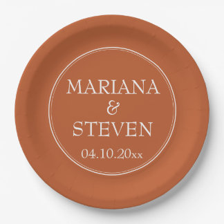 Modern Border Minimalist Terracotta Paper Plate