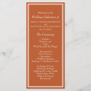 Modern Border Minimalist Terracotta Wedding Programme