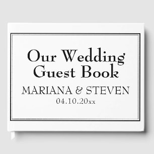 Modern Border Minimalist White Guest Book