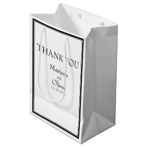Modern Border Minimalist White Medium Gift Bag