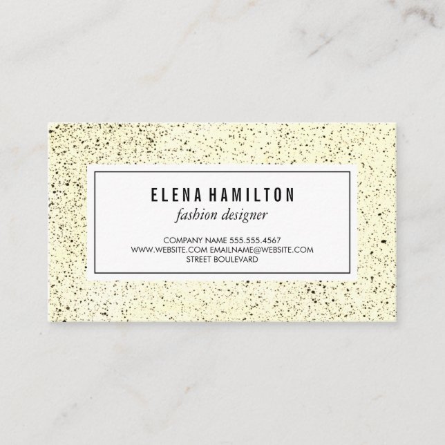 Modern Border Speckled Pattern Business Card (Front)