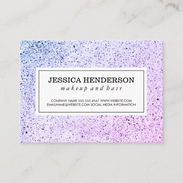 Modern Border Speckled Pattern Business Card (Front)