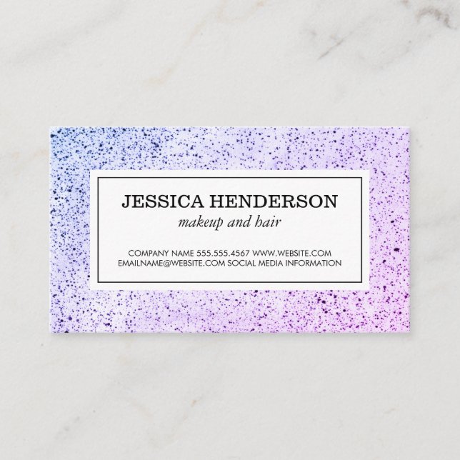 Modern Border Speckled Pattern Business Card (Front)