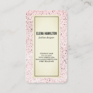 Modern Border Speckled Pattern Pink Business Card