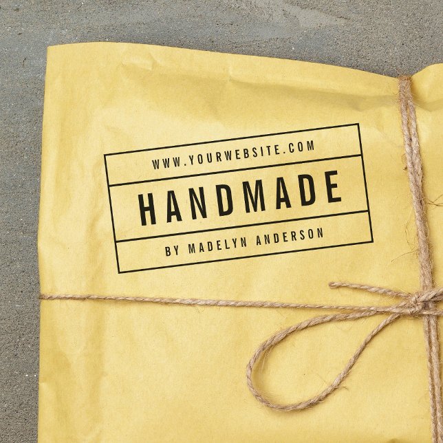 Modern Bordered Bold Name Website Handmade Self-inking Stamp (Creator Uploaded)
