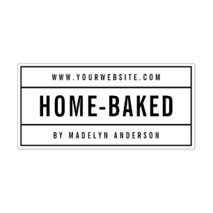 Modern Bordered Bold Name Website Home-Baked Self-inking Stamp
