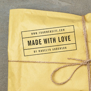 Modern Bordered Bold Name Website Made With Love Self-inking Stamp