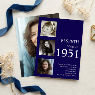 Modern Born in 1951 Photo 75th Birthday Party Invitation